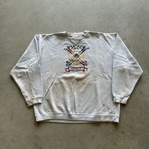 Vintage 90s Golf Sweatshirt Size XXL Gray Crewneck Embroidered Clubs Pullover